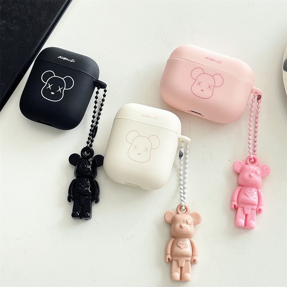 Mango เคสนิ่ม เนื้อแมตต์ ลายหมีวาดสี พร้อมเครื่องประดับ สําหรับ AirPods 1 2 3 Pro 2 Gen 2 3 2nd 3rd Gen2 Gen3