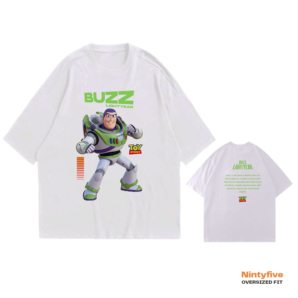 S-5XL【ผ้าฝ้ายแท้】แฟชั่นคลาสสิกT-shirt  เสื้อยืดแขนสั้น พิมพ์ลาย Toy Story Buzz Lightyear โอเวอร์ไซซ์S-5XL