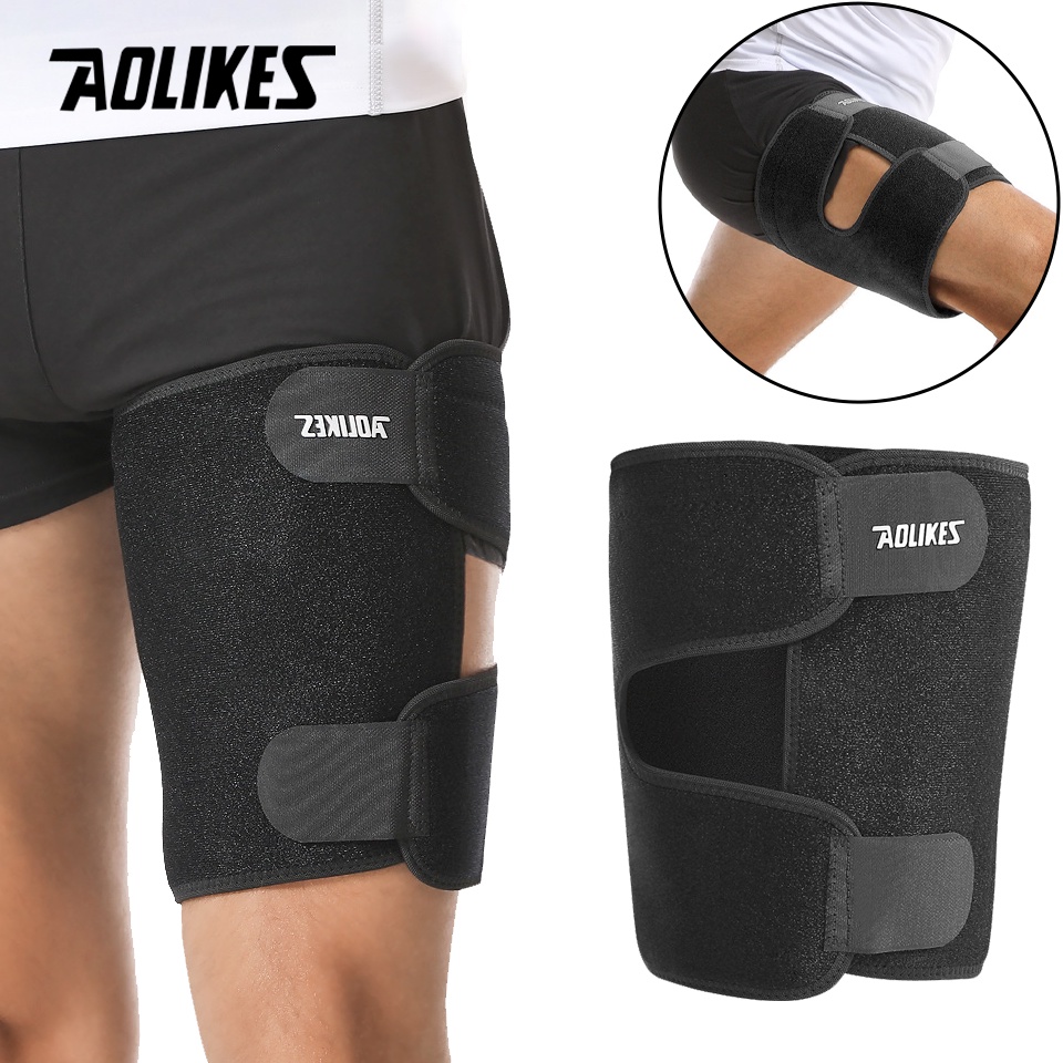 Aolikes 1 ชิ้น กีฬา ต้นขา ยาม ฟิตเนส เลกกิ้ง บีบอัด ขา ความปลอดภัย ยาม กล้ามเนื้อ ป้องกัน แผ่นรัดกล้ามเนื้อ รองรับ