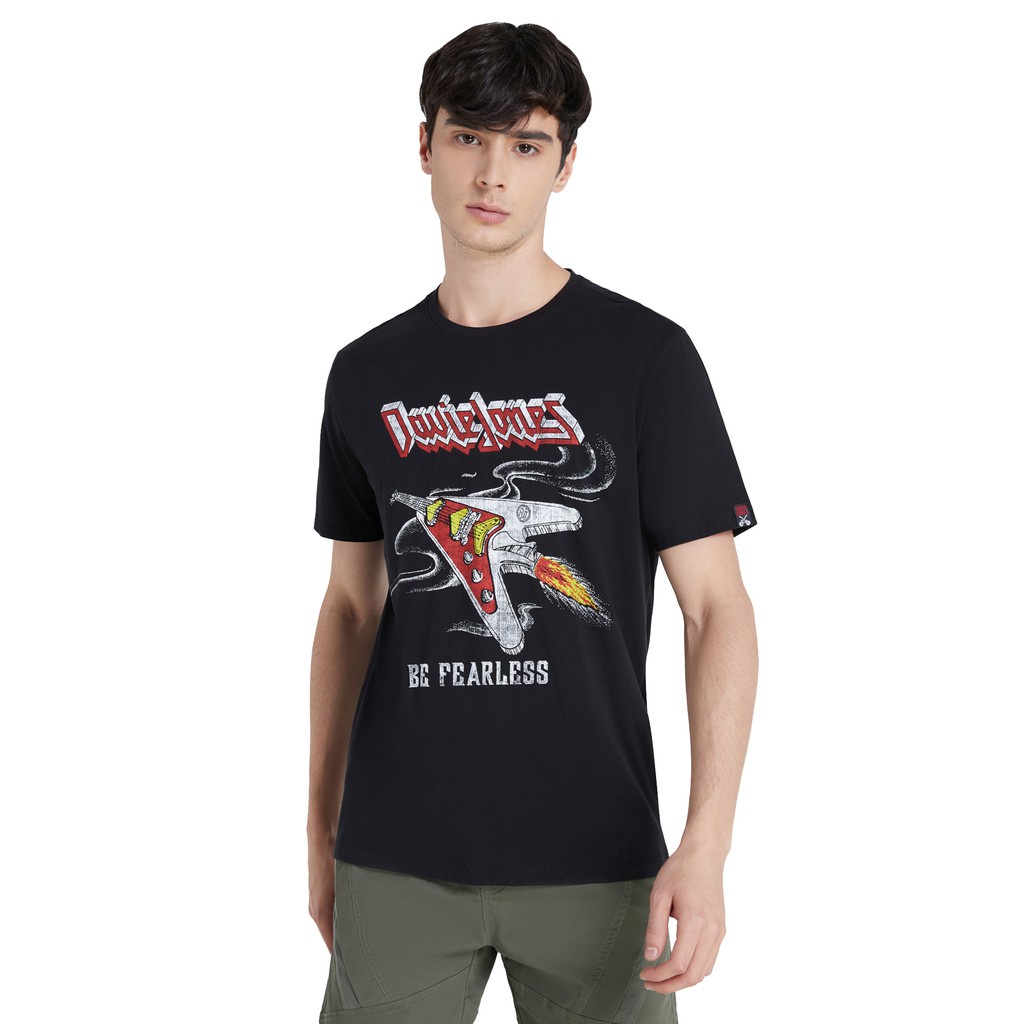 ยินดีต้อนรับ a ราคาต่ำสุดDAVIE JONES เสื้อยืดพิมพ์ลาย สีดำ Graphics Print T-Shirt in black TB0195BKข