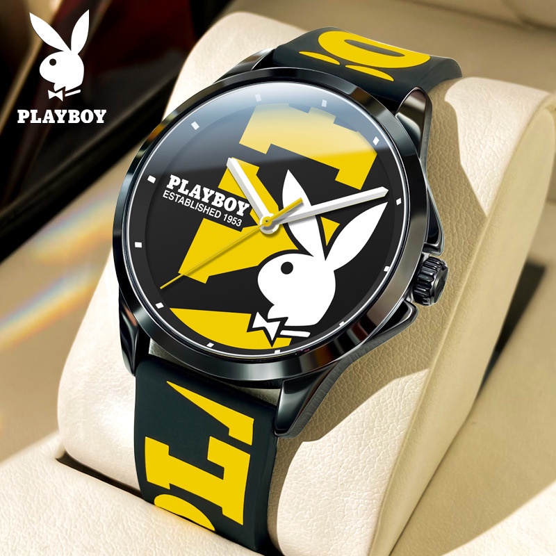 [พร้อมส่ง] Playboy 3051 นาฬิกาข้อมือลําลอง สายซิลิโคน กันน้ํา ดีไซน์ไม่ซ้ําใคร แฟชั่นสําหรับผู้ชาย (ฟรีกล่องนาฬิกาสวยหรู)