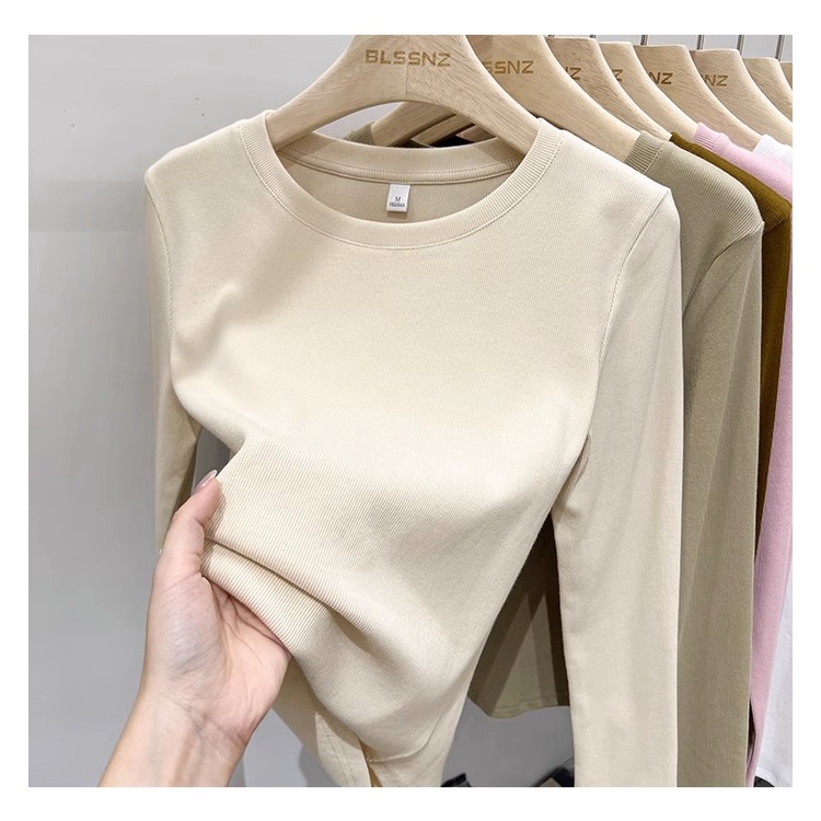 เสื้อยืด แขนยาว ทรงสลิมฟิต แฟชั่นฤดูใบไม้ร่วง สําหรับผู้หญิง