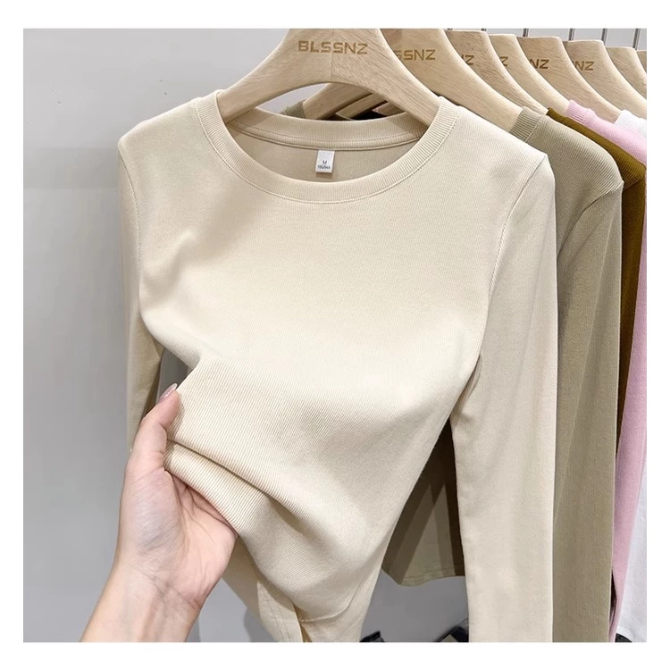 เสื้อยืด แขนยาว ทรงสลิมฟิต แฟชั่นฤดูใบไม้ร่วง สําหรับผู้หญิง