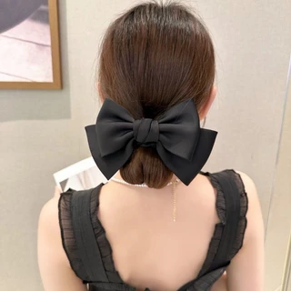 ยางรัดผมหางม้า ผ้าซาติน ประดับโบว์ ขนาดใหญ่ สไตล์คลาสสิก สําหรับผู้หญิง จํานวน 1 ชิ้น