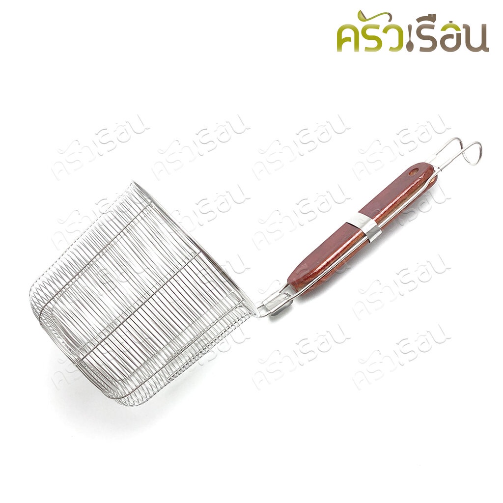 US ตะกร้อลวด ลวกอาหาร ด้ามไม้สั้น 5.5 นิ้ว SST304 NS-55 ตะกร้อลวกก๋วยเตี๋ยว