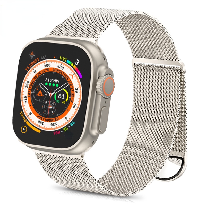 สายนาฬิกาข้อมือ โลหะ ตาข่ายแม่เหล็ก สําหรับ Apple watch series 9 8 7 6 5 4 se 3 2 ultra i watch ultra2 49 มม. 44 45 42 41 38 40 มม.