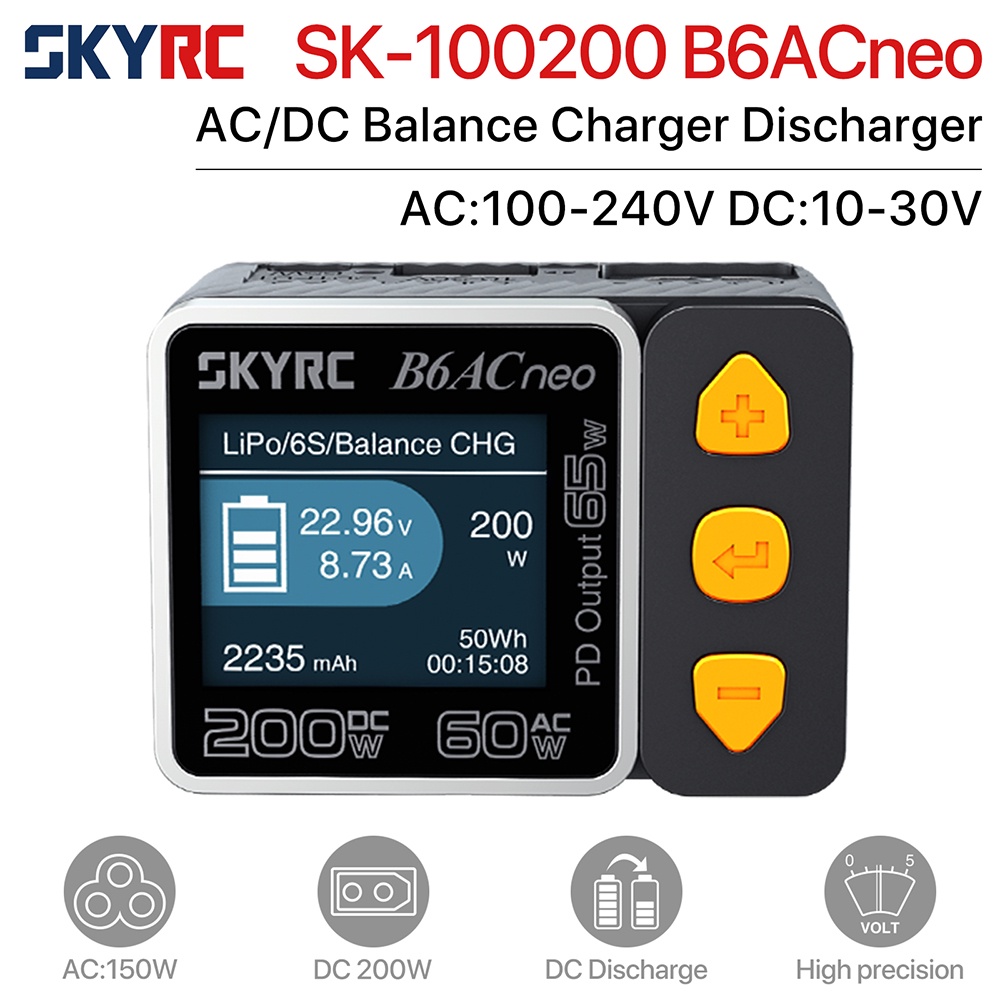 SKYRC B6ACneo Charger DC 200W AC 60W Balance Charger Discharger RC รถอัพเกรด