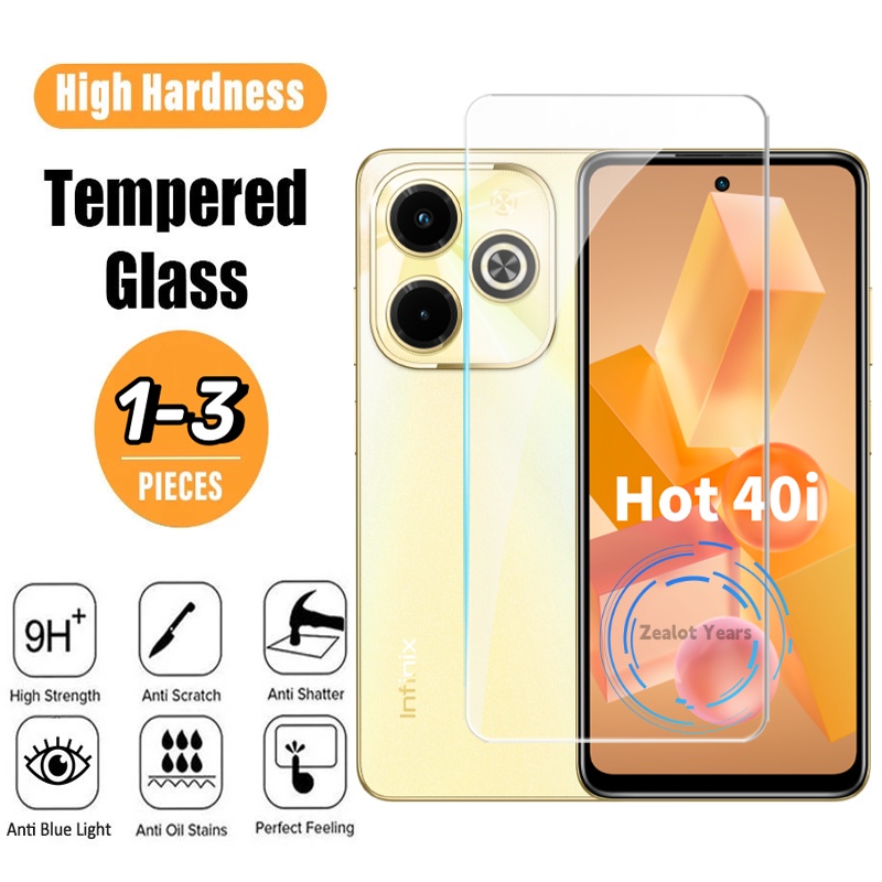 ป้องกันหน้าจอสําหรับ Infinix Hot 40i 40 Pro สมาร์ท 8 Hot40i Hot40Pro Smart8 กระจกนิรภัยโปร่งใสทั้งหม