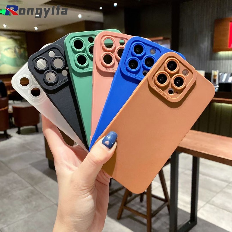 เคสโทรศัพท์มือถือแบบนิ่ม TPU กันกระแทก กันรอยเลนส์กล้อง สีพื้น เรียบง่าย แฟชั่น คุณภาพสูง สําหรับ Realme 11 4G Realme 10 4G 10 Pro Plus 8 8S 5G 8i C17 7i Q3 Q3i