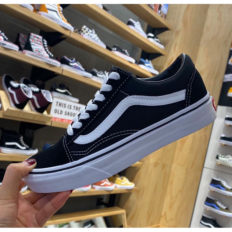 VANS Shoes Old Skool Low Cut Slip On Sport Shoes Black OS For Men and Women Classic Canvas Shoes CO