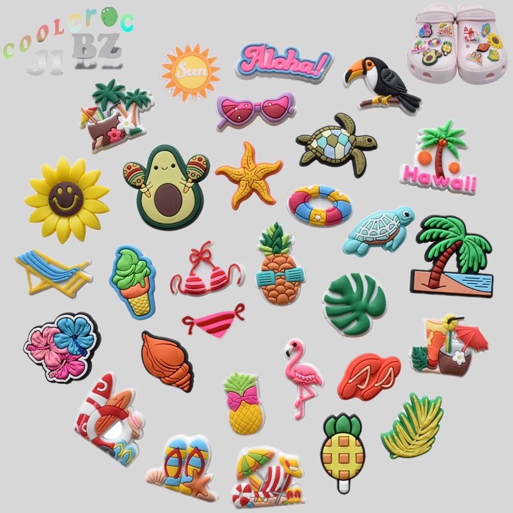 Jibbitz อุปกรณ์เสริมหัวเข็มขัด Pvc ลายดอกไม้ แบบถอดออกได้ สําหรับตกแต่งรองเท้า Crocs เหมาะกับฤดูร้อน ปาร์ตี้ DIY