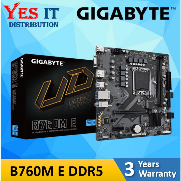 เมนบอร์ด Gigabyte B760M E DDR5 LGA1700 micro ATX Intel B760