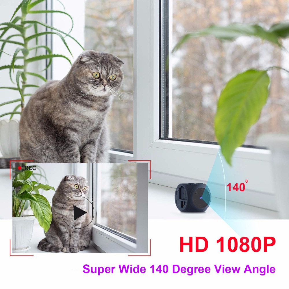 กล้องบันทึกวิดีโอ ขนาดเล็ก 1080P HD มองเห็นกลางคืน มุมกว้าง ตรวจจับการเคลื่อนไหว