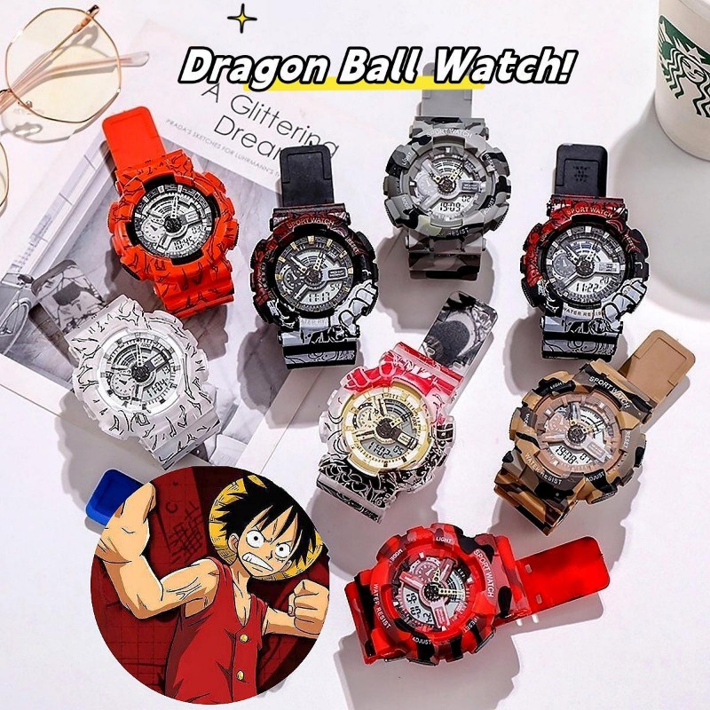 นาฬิกาข้อมืออิเล็กทรอนิกส์ ลายกราฟฟิติ Dragon Ball อเนกประสงค์ สไตล์สปอร์ต สําหรับเด็กผู้ชาย และผู้หญิง