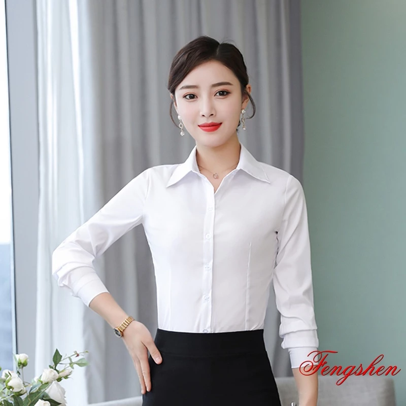 เสื้อเชิ้ตผู้หญิงแขนยาวสีขาว เสื้อผ้าแฟชั่นผู้หญิง เสื้อทำงานไซส์ใหญ่สไตล์เกาหลี ใส่สบายระบายอากาศได้ดี thumbnail 4