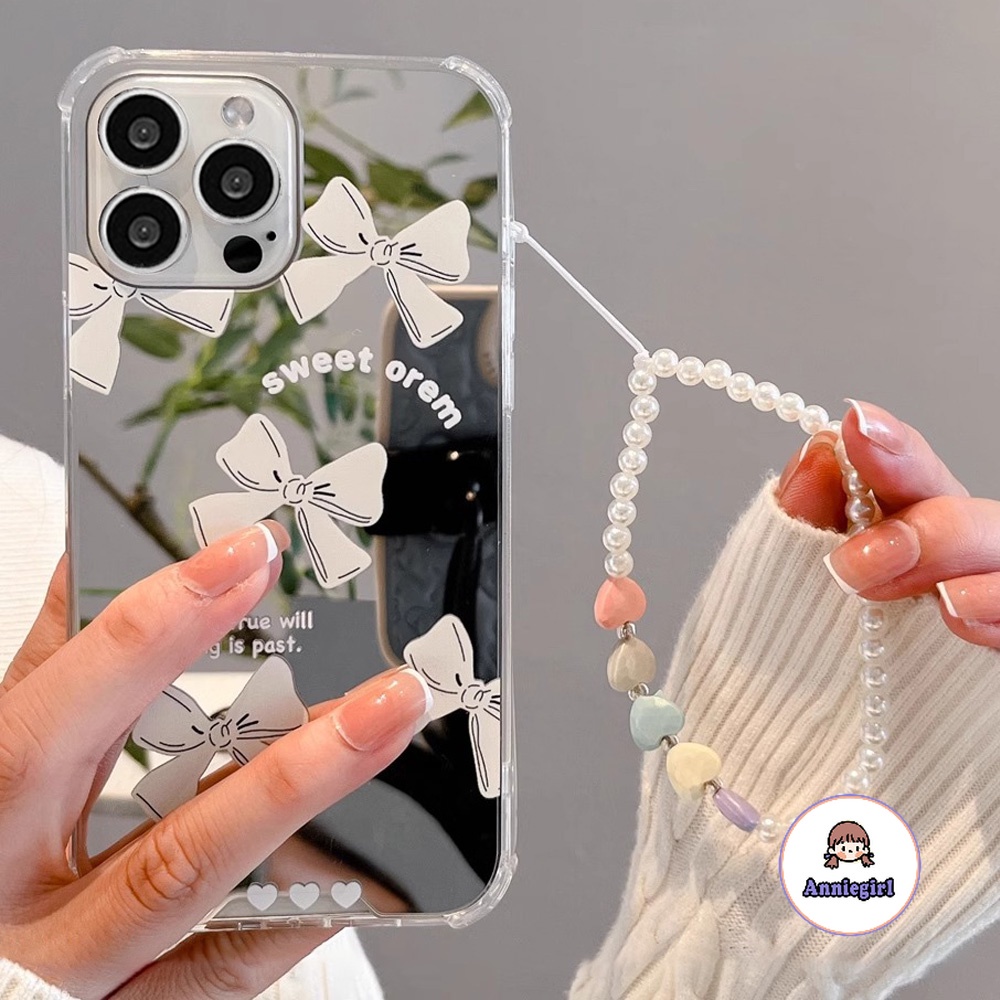 เคสโทรศัพท์มือถือ แบบนิ่ม ประดับโบว์ และไข่มุก ป้องกันสิ่งสกปรก สําหรับ Iphone 11 15 14 Pro Max 12 13 Promax XS XR 7 8 Plus