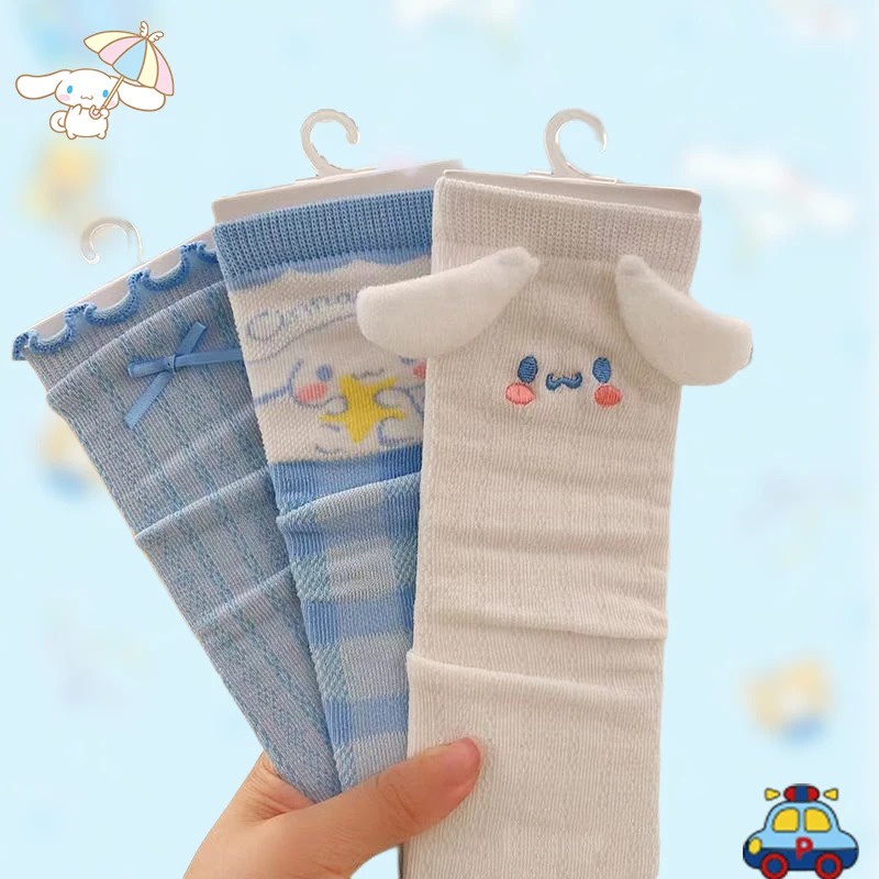 ถุงเท้า ลายการ์ตูนอนิเมะ Sanrio Cinnamoroll น่ารัก ดูดซับเหงื่อ ใส่สบาย เหมาะกับฤดูใบไม้ร่วง สําหรับเด็กผู้หญิง