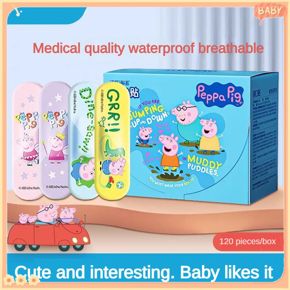 สายรัดป้องกันเท้า ป้องกันการสึกหรอ ลาย Peppa Pig Band-Aid ความต้องการสูง ยืดหยุ่นสูง สวมใส่สบาย สําหรับช่วยเหลือทางการแพทย์ 120 ชิ้น ต่อล็อต