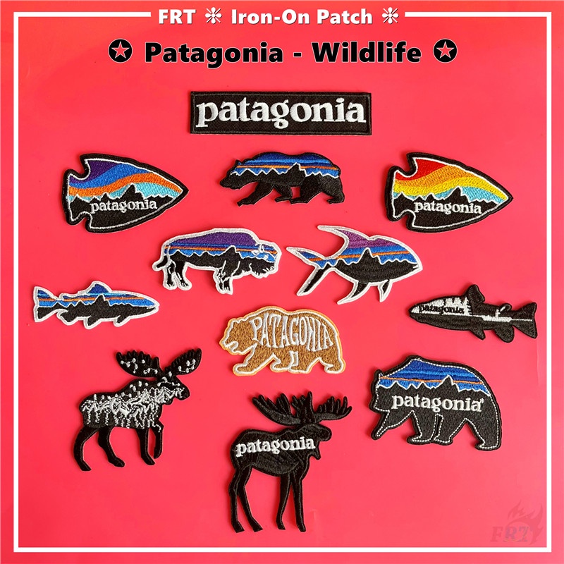 ☸ Patagonia - แผ่นรีดติดเสื้อ ลายสัตว์ป่า ☸ แผ่นแพทช์รีดติดเสื้อ ลายกวาง ยักษ์ ปลา DIY 1 ชิ้น