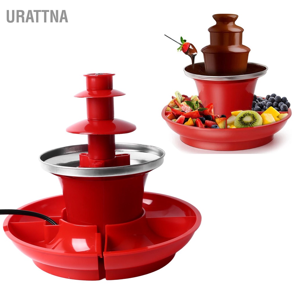 URATTNA 3 ชั้นไฟฟ้าช็อกโกแลตฟองดู Fountain เครื่องสำหรับงานปาร์ตี้ Dip สตรอเบอร์รี่ Apple Wedges ผัก 17 ออนซ์ EU Plug 220V