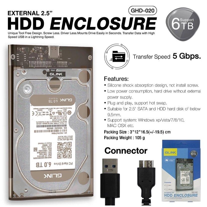 GLINK GHD-020 Type USB External2.5" HDD Enclosure กล่องใส่ HDD2.5กล่องเปล่าไม่รวมฮาร์ดดิส