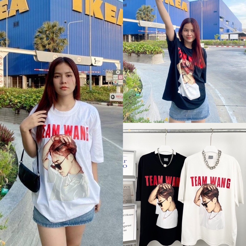 #GMD# 704-2เสื้อยืด แขนสั้น คอป้าย สกรีนหน้าลาย TEAMWANGมี2สีค่ะ