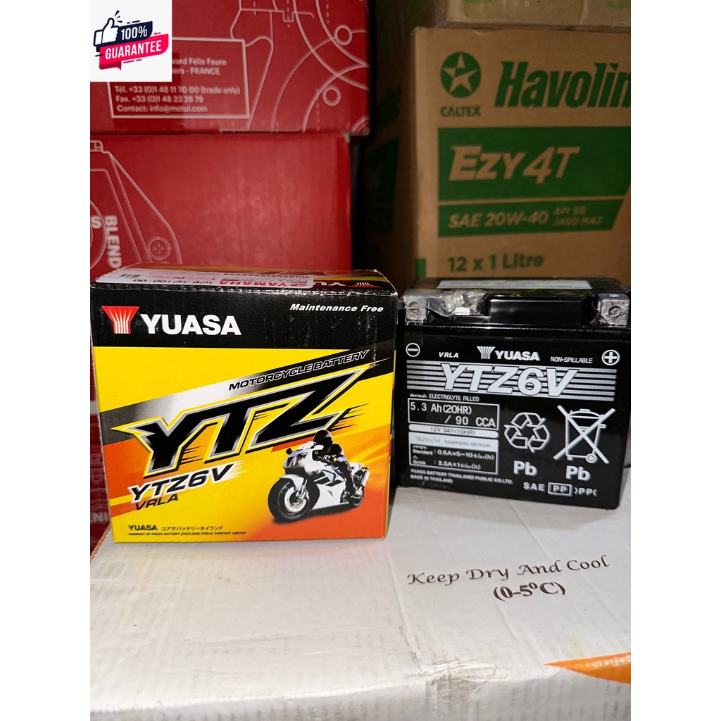 YUASA BATTERY YTZ6V แตเตอรี่แห้ง 12V6แอมป์