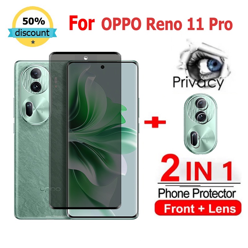 2 in 1 ฟิล์ม OPPO Reno 11 Pro 5G ฟิล์มกระจกนิรภัยกันรอยหน้าจอ กันแอบมอง เพื่อความเป็นส่วนตัว สําหรับ OPPO A79 A59 A98 A18 A38 A58 A78 A96 Reno 8T 10 11F Pro Plus 5G ฟิล์มกันรอย ฟิล์มกล้อง