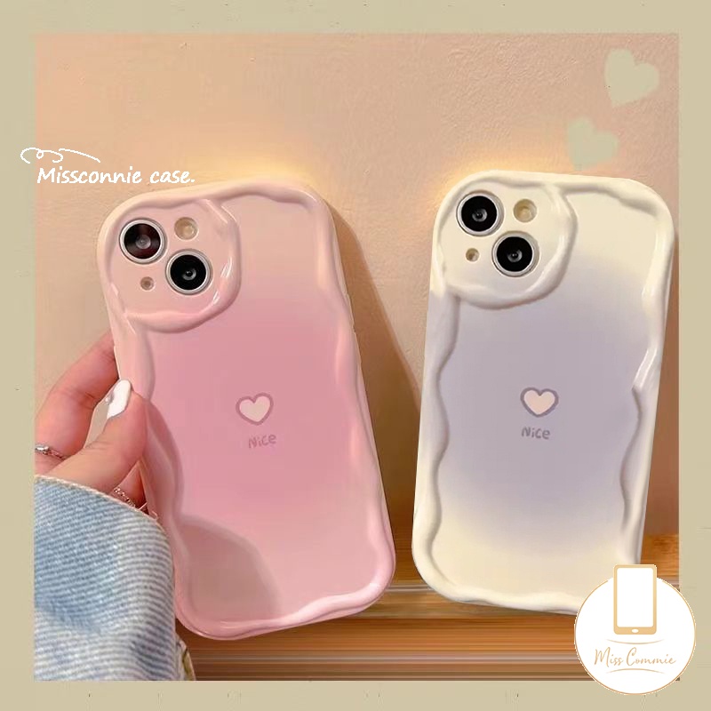 เคสโทรศัพท์มือถือ ลายหัวใจ 3D ไล่โทนสี เรียบง่าย สําหรับ Redmi 12 10C A1 9A 12C 9C 10 9T A2 10A 9 Note 12 10 9 11 10s 8 11s Pro Max Mi 11 12 Lite Poco X5 M3 เคสขอบโค้ง