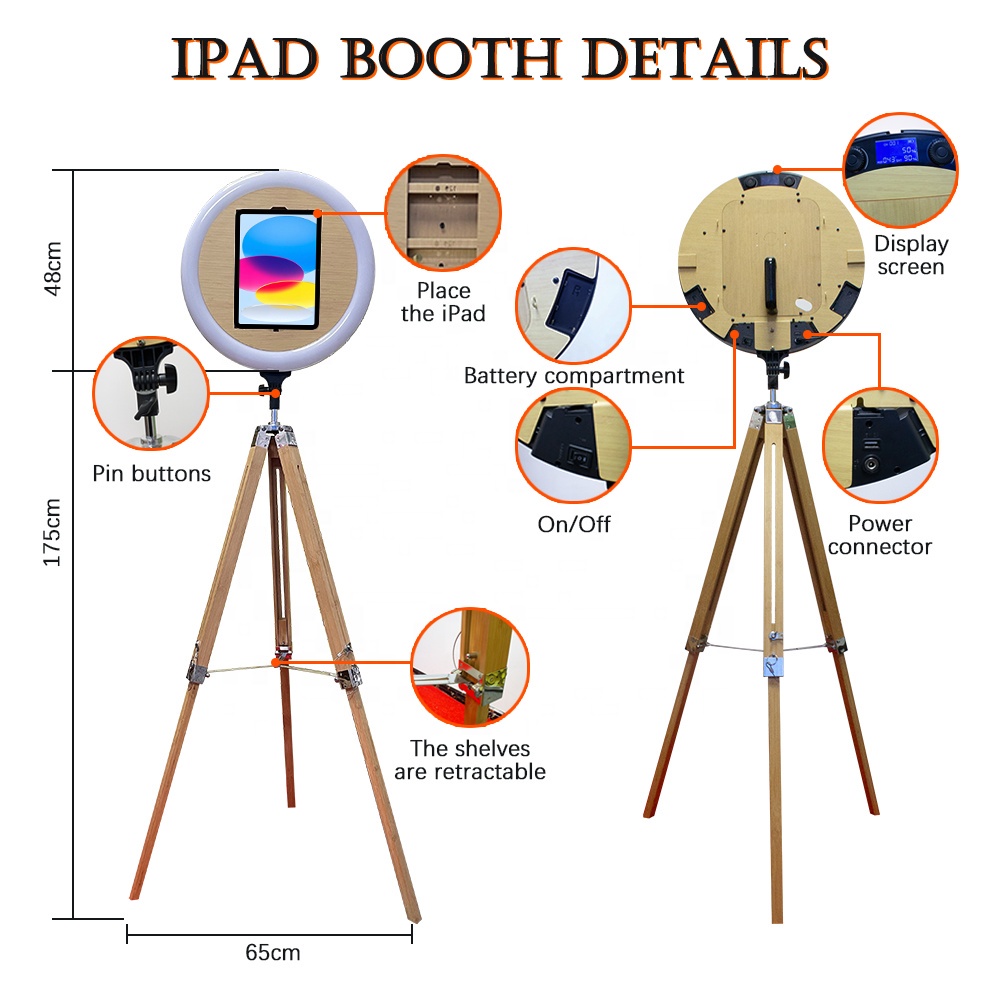 Usa โรงงานจัดส่งที่ถอดออกได้อัตโนมัติงานแต่งงาน Photo Booth Party Ipad Pro Ipad Air Photo Ipad Photo