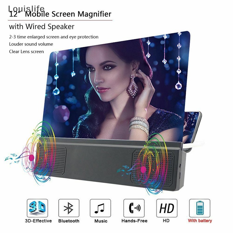 Llph แว่นขยายหน้าจอโทรศัพท์มือถือ 3D ลําโพงสเตอริโอ เครื่องขยายเสียงวิดีโอ HD LLP
