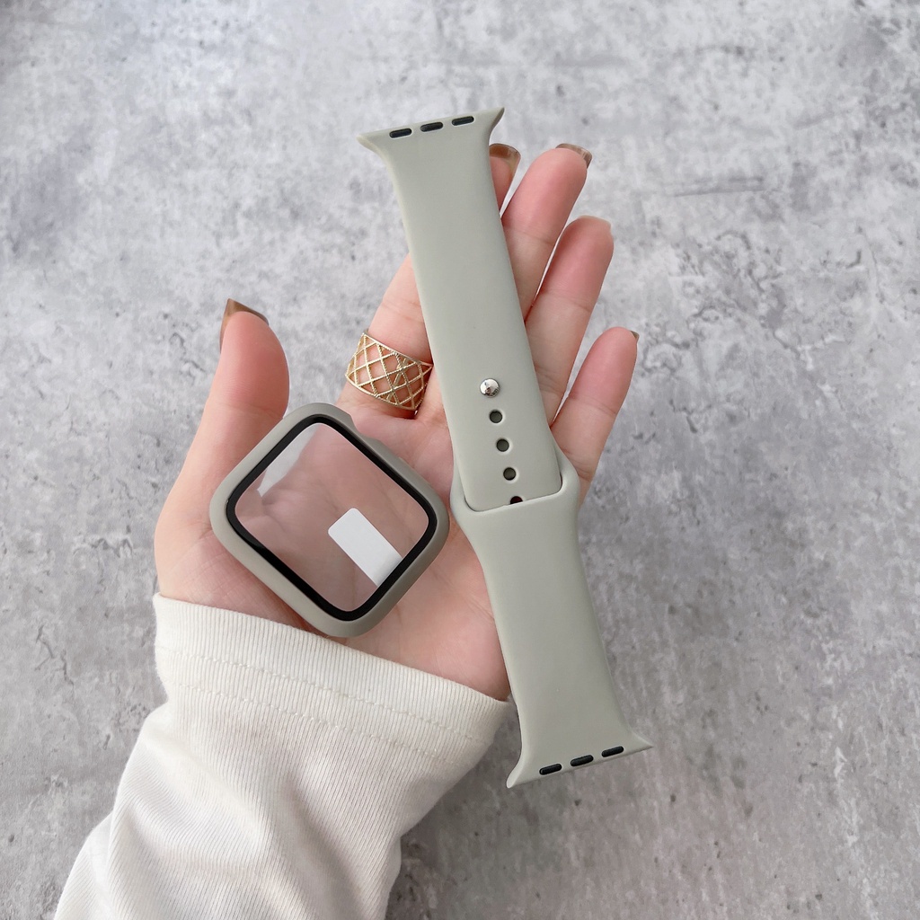 2 IN 1 สายนาฬิกาข้อมือ และเคส สําหรับ iWatch Series 9 8 7 6 SE 5 4 3 2 1 ขนาด 41 มม. 45 มม. 44 มม. 42 มม. 40 มม. 38 มม.