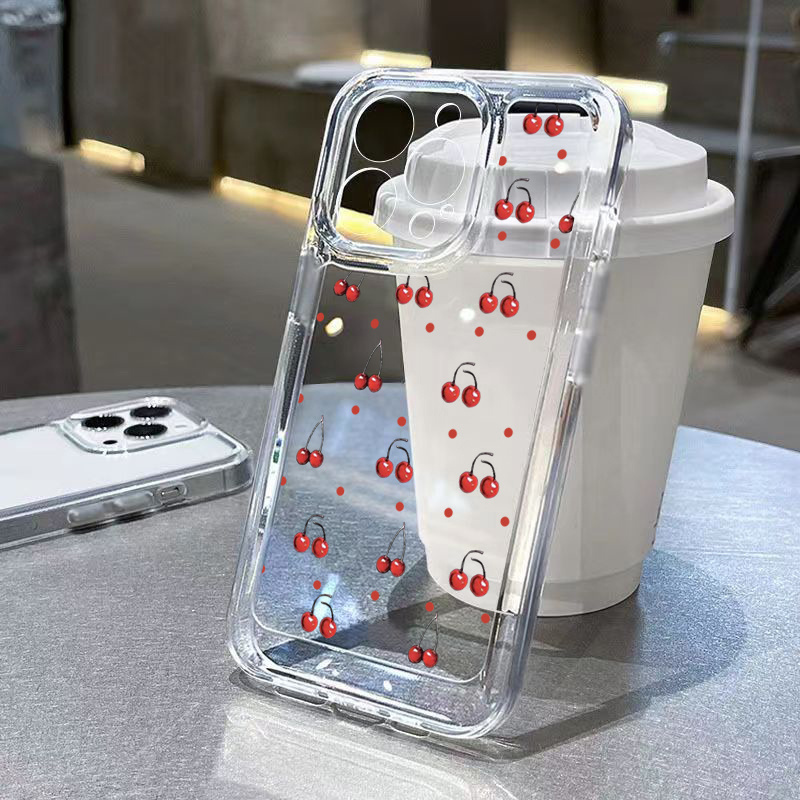 เคสโทรศัพท์มือถือแบบนิ่ม ใส ลายอวกาศ เชอร์รี่สีแดง สําหรับ Samsung Galaxy S23 FE Case Galaxy S24 S23 Ultra S22 S21 Plus S21 S20 FE Note 20 Ultra