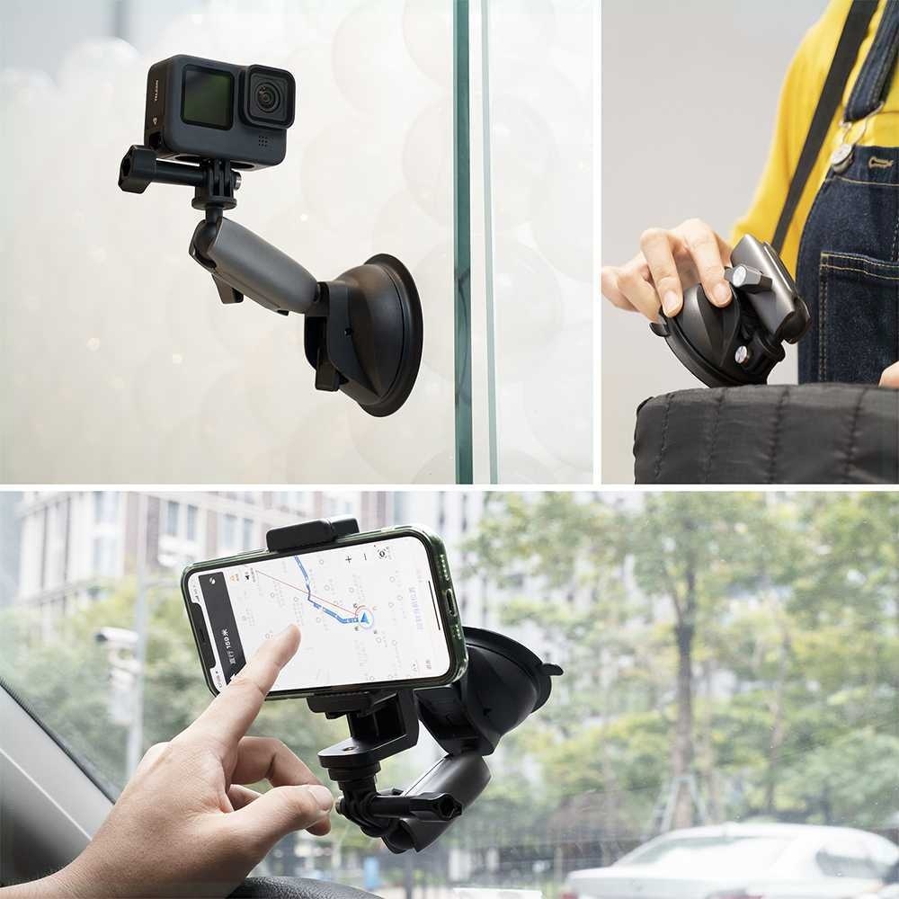 TELESIN ที่วางโทรศัพท์ในรถยนต์แบบถ้วยดูดสําหรับกล้องแอคชั่นแคมเมราสําหรับ GoPro 10/9 - TE-SUC-010
