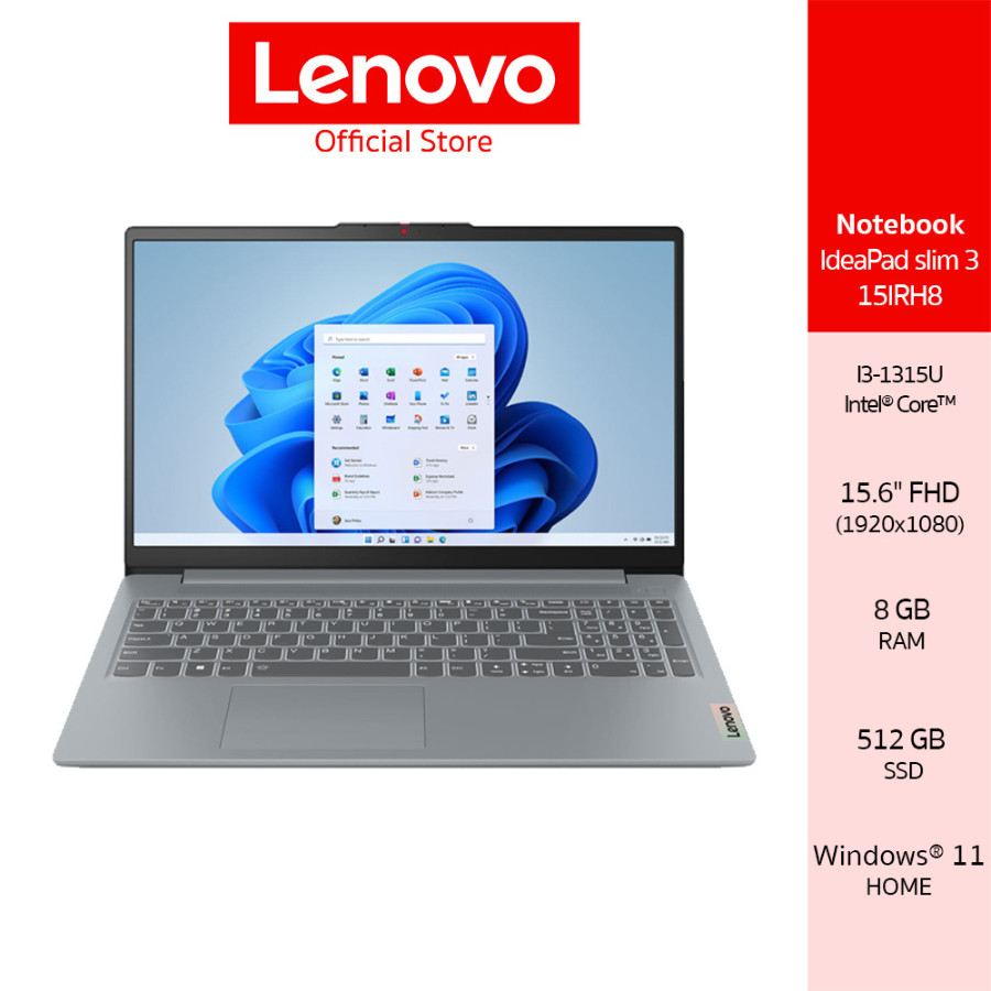 [ผ่อน 0%]Lenovo IdeaPad Slim 3 15IRU8(82X700CVTA)Notebook Intel I3-1315U 8GB SSD 512GB 15.6" IPS