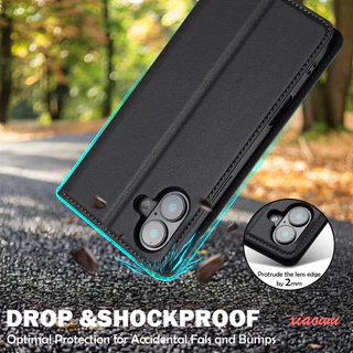 หรูหราหนัง MAGNETIG CLOSURE เคสโทรศัพท์สําหรับ iPhone 17E 17 Air 17 PRO MAX 13 mini 14 15 16 PRO MAX PLUS 16E หนังพลิกกระเป๋าสตางค์ช่องใส่การ์ดกันกระแทกป้องกันปลอก