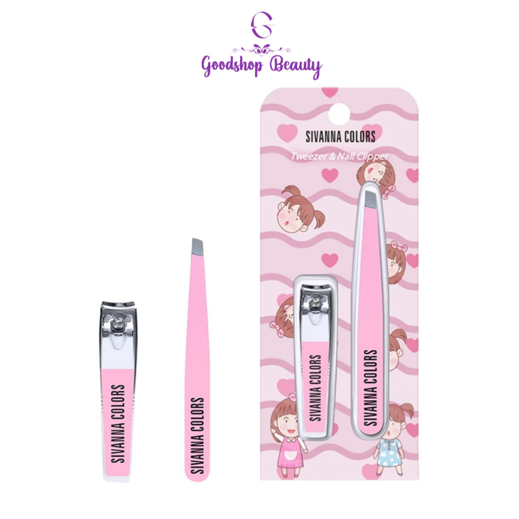 SIVANNA - Pink Tweezer And Nail Clipper Kit HF23 แหนบถอนขนคุด+กรรไกรตัดเล็บ