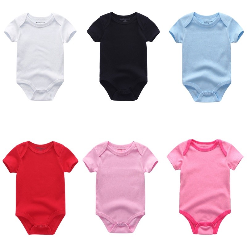1 ชิ้นสีทึบทารกแรกเกิดฤดูร้อนนุ่มผ้าฝ้าย 100% เด็กทารกชุดบอดี้สูทเด็กผู้หญิงแขนส