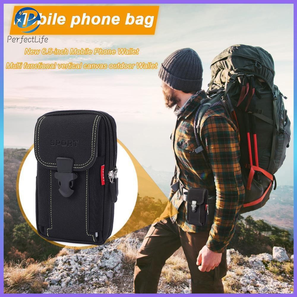 กระเป๋าคาดเอวผ้าใบกลางแจ้งกีฬาลําลองผู้ชายกระเป๋าโทรศัพท์ซิปเข็มขัดบอมกระเป๋า ~ G - รูปที่ 5