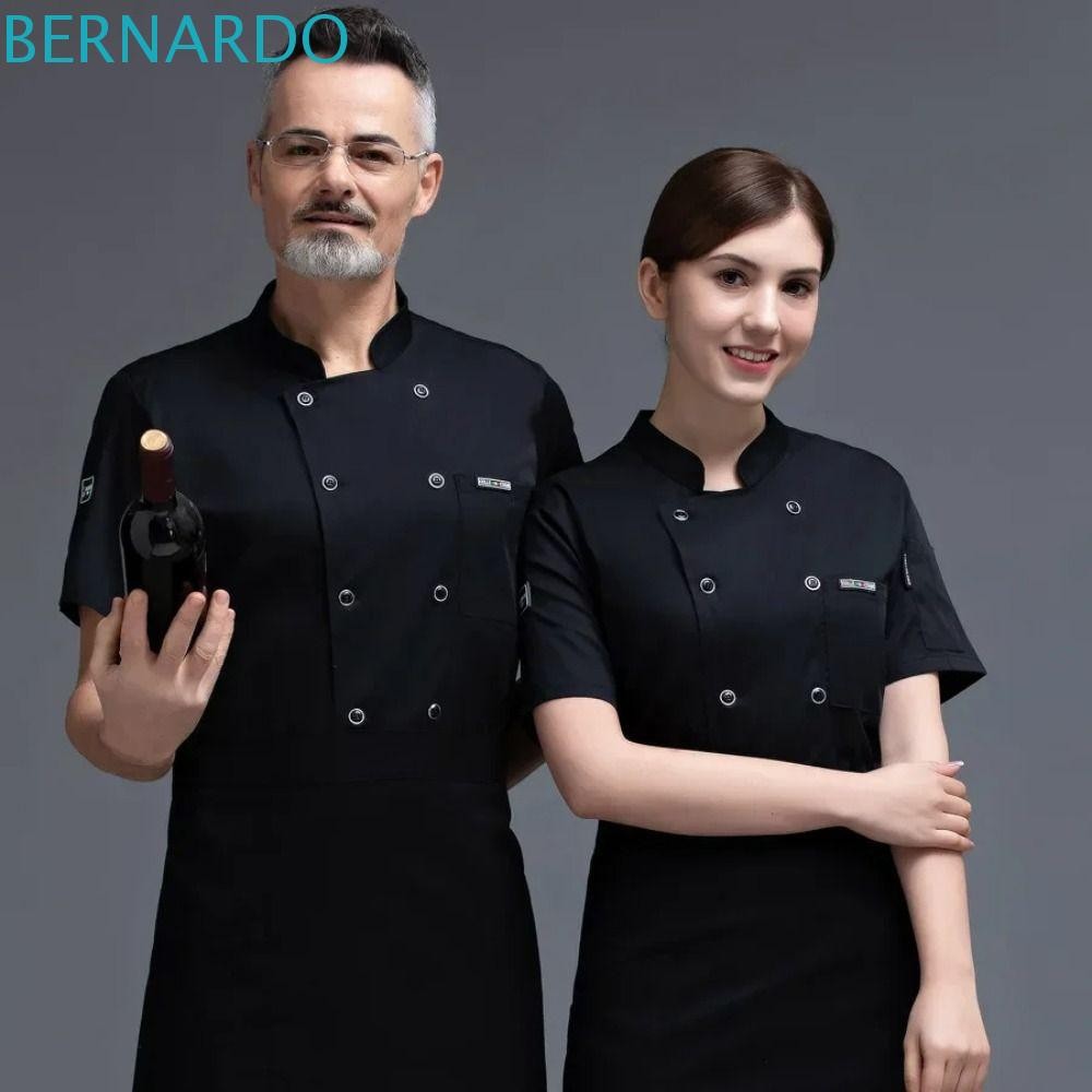 ชุดเชฟเบอร์นาร์ดโร,ตาข่ายระบายอากาศแขนยาวเชฟเสื้อผ้าทํางาน,ชุดครัวสีขาวหนาแขนสั้นชุดเชฟผู้ชายและผู้หญิง