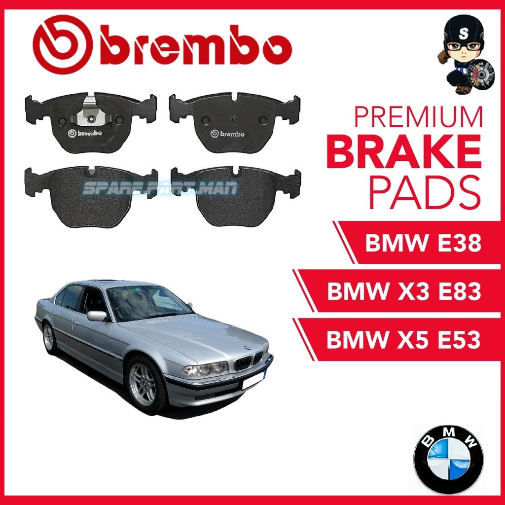 ผ้าเบรคหน้า BREMBO (1 ชุด) - BMW E38 740i, BMW X3 E83 3.5d, BMW X500 E53 3.0i,4.4i
