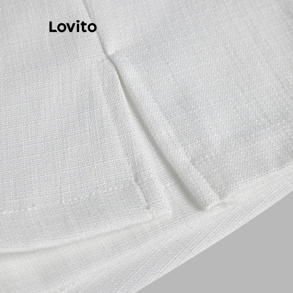 Lovito กางเกงขาสั้น 2 in 1 ซิปปลอม L58AD066 สีขาว thumbnail 4
