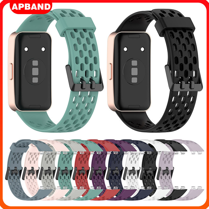 สายนาฬิกากีฬาซิลิโคน for Huawei Band 10 9 8 NFC กีฬาซอฟท์เปลี่ยนสายรัดข้อมือสายรัดข้อมือระบายอากาศกับสายยาง