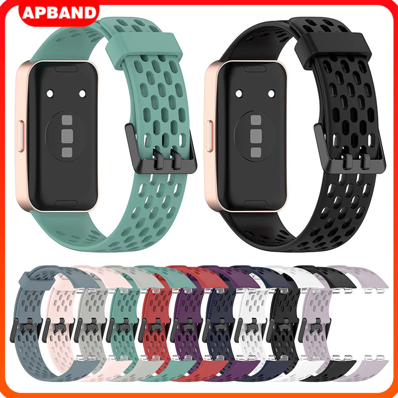 สายนาฬิกากีฬาซิลิโคน for Huawei Band 10 9 8 NFC กีฬาซอฟท์เปลี่ยนสายรัดข้อมือสายรัดข้อมือระบายอากาศกับสายยาง