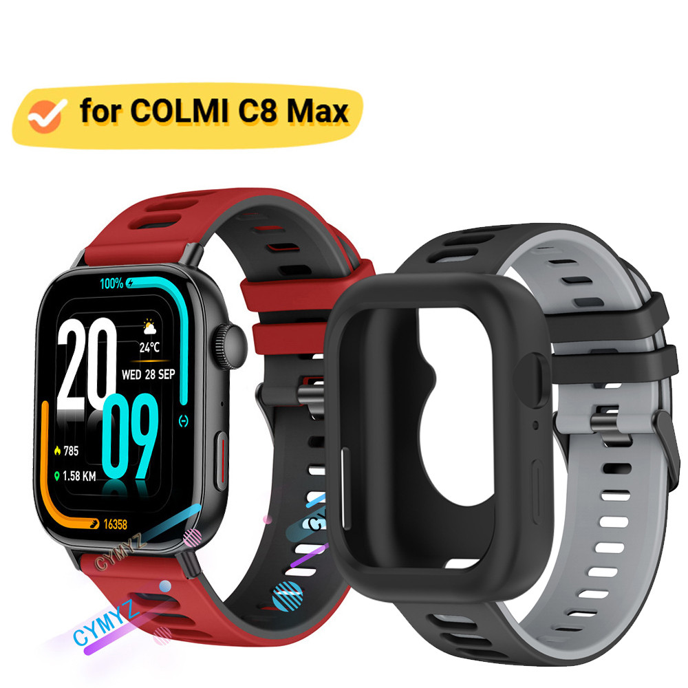 Colmi C8 Max case ปกป้องหน้าจอ COLMI C8 Max strap สายซิลิโคน COLMI C8 Max สายสมาร์ทวอทช์ สายรัดข้อมื