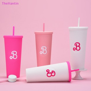 Thevantin แก้วน้ํา 800 มล. 24 ออนซ์ สีชมพู พร้อมหลอดดูดสองชั้น สําหรับตุ๊กตาบาร์บี้