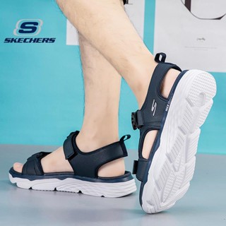 Skechers_ MAX CUSHION ใหม่ รองเท้าแตะลําลอง พื้นหนา ขนาดใหญ่พิเศษ ทนต่อการสึกหรอ สําหรับผู้ชาย เหมาะกับการเล่นโยคะ