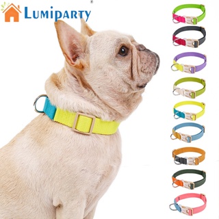 Lumiparty ปลอกคอสัตว์เลี้ยง ผ้าฝ้ายโพลีเอสเตอร์ แบบนิ่ม ปรับได้ สีตัดกัน แฟชั่น สําหรับสุนัข