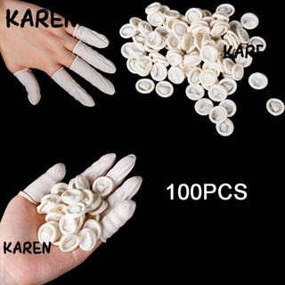 Karen ถุงมือยาง แบบใช้แล้วทิ้ง สําหรับป้องกันนิ้วมือ เล็บปลอม 100 ชิ้น