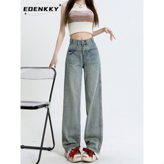 EOENKKY  กางเกงขายาว กางเกงยีสน์ผู้หญิง ทรงหลวม ๆ ตรง Retro Hip Hop Pants 2023 NEW Style  สวยงาม สไตล์เกาหลี Unique High quality A27L0AF 36Z230909